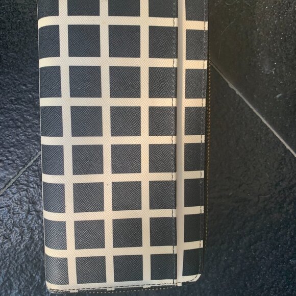 Kate Spade NY, Stacy Laurel Way Printed Check Wallet, Plaid Snap Black Cream - Picture 2 of 7